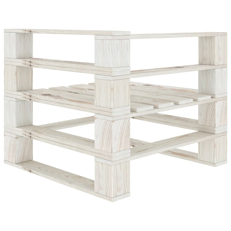 Garden Pallet Sofa White 4-Seater Wood