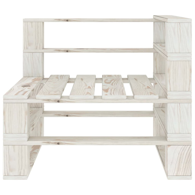 Garden Pallet Sofa White 4-Seater Wood