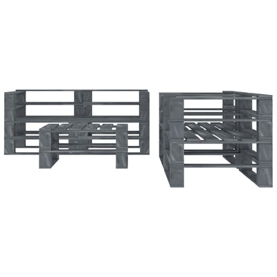 5 Piece Garden Pallet Lounge Set Wood Grey