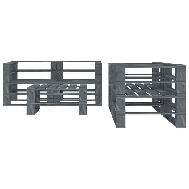 5 Piece Garden Pallet Lounge Set Wood Grey