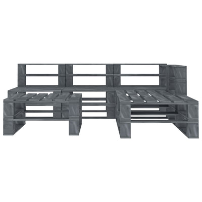 6 Piece Garden Pallet Lounge Set Wood Grey