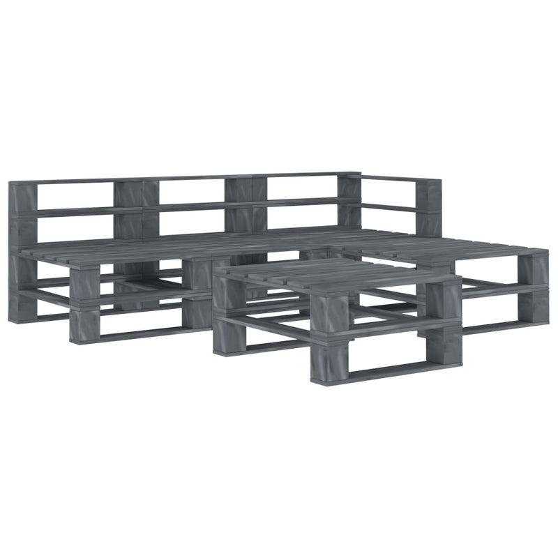 5 Piece Garden Pallet Lounge Set Wood Grey