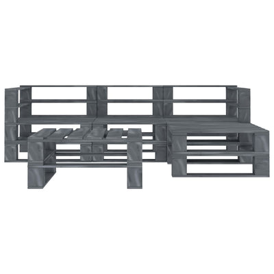 5 Piece Garden Pallet Lounge Set Wood Grey