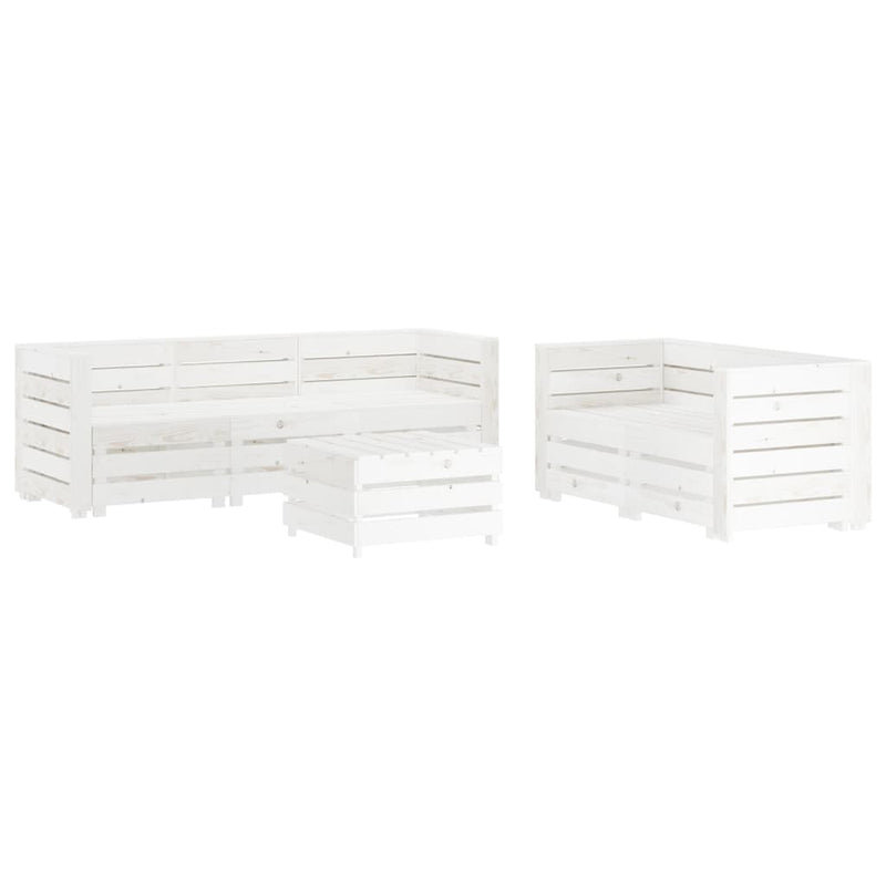 6 Piece Garden Lounge Set Pallets Wood White