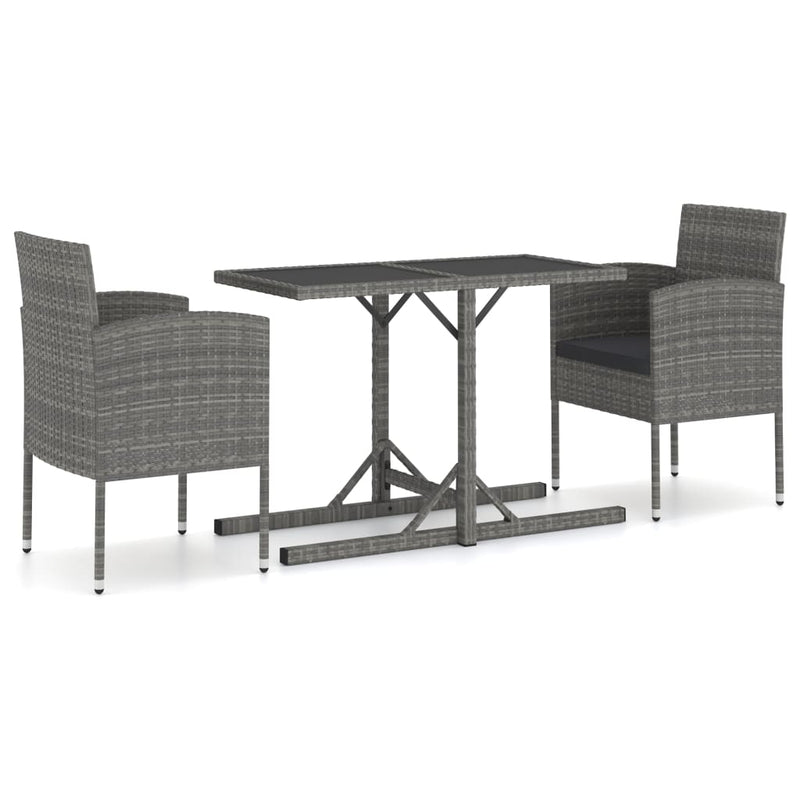 3 Piece Garden Dining Set Poly Rattan Anthracite