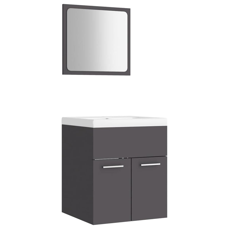 Bathroom Furniture Set Grey Engineered Wood