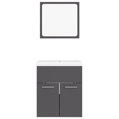 Bathroom Furniture Set Grey Engineered Wood