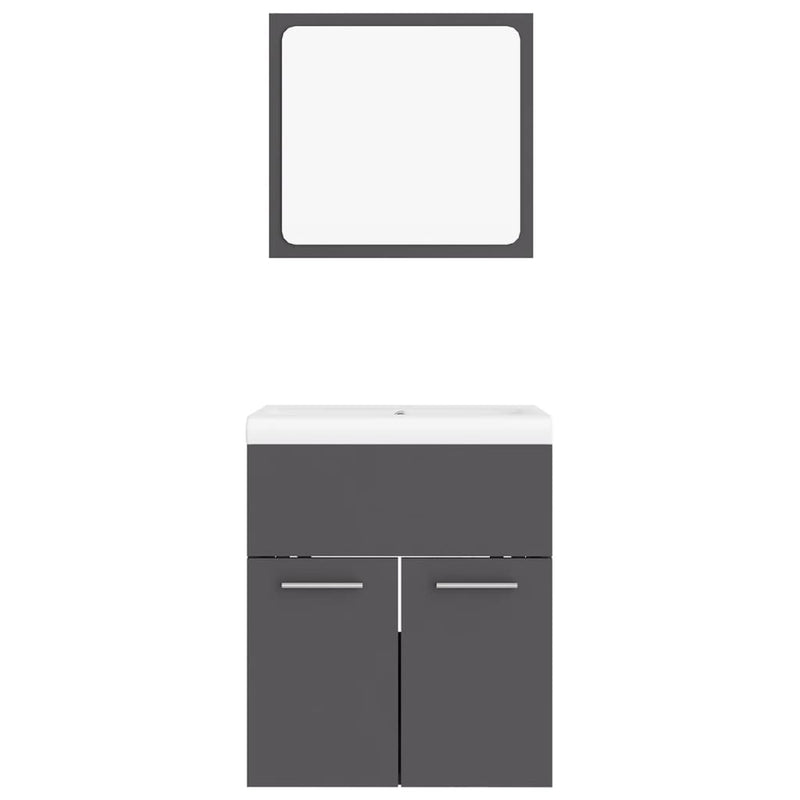 Bathroom Furniture Set Grey Engineered Wood