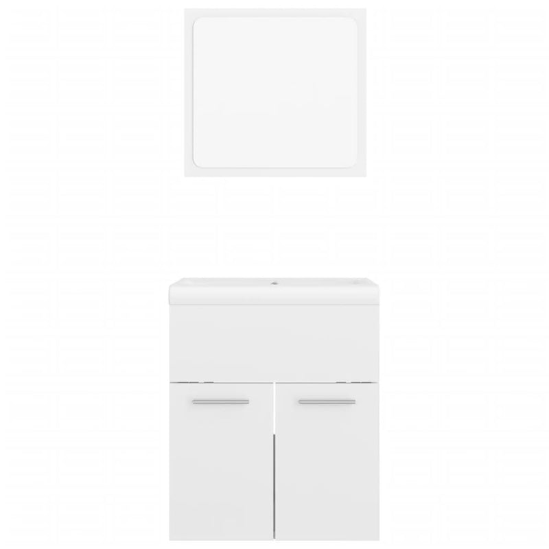 Bathroom Furniture Set High Gloss White Engineered Wood