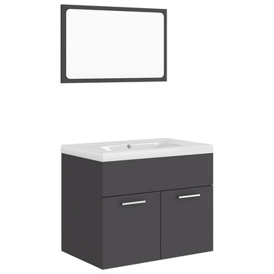 Bathroom Furniture Set Grey Engineered Wood