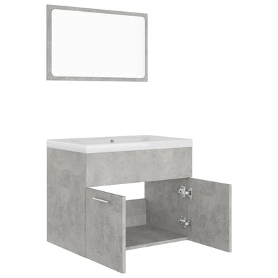 Bathroom Furniture Set Concrete Grey Engineered Wood