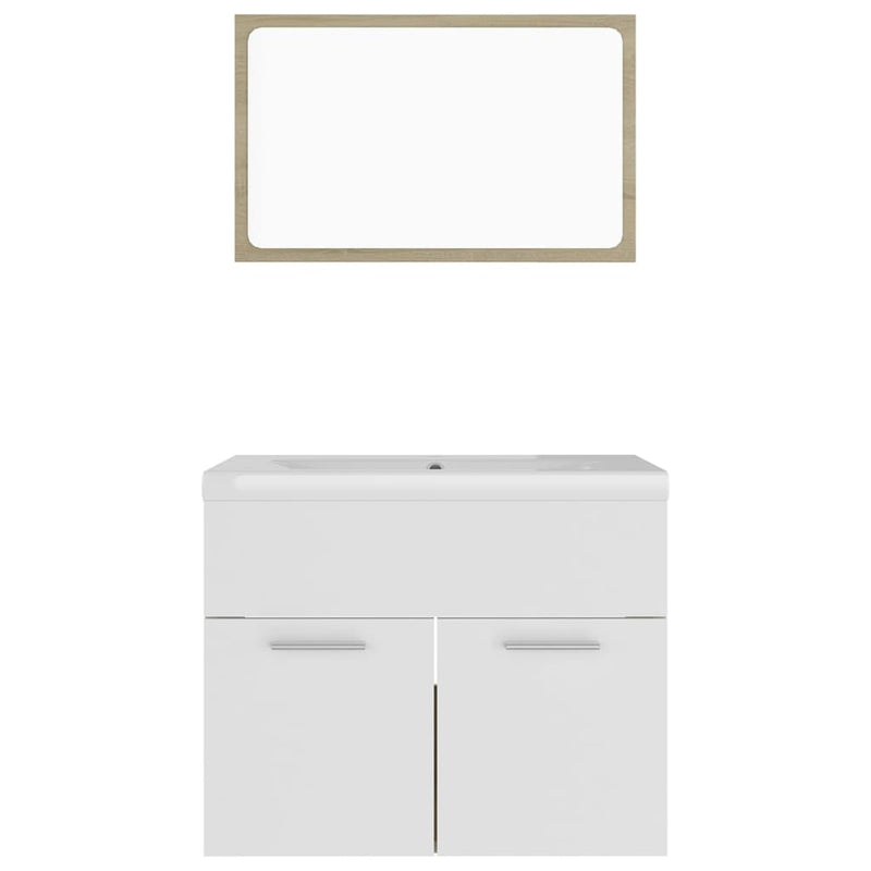 Bathroom Furniture Set White and Sonoma Oak Engineered Wood