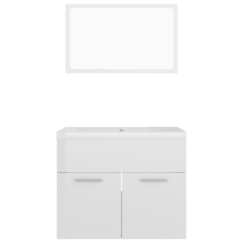 Bathroom Furniture Set High Gloss White Engineered Wood