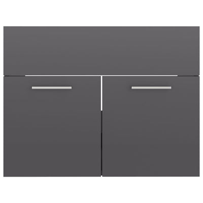 Bathroom Furniture Set High Gloss Grey Engineered Wood