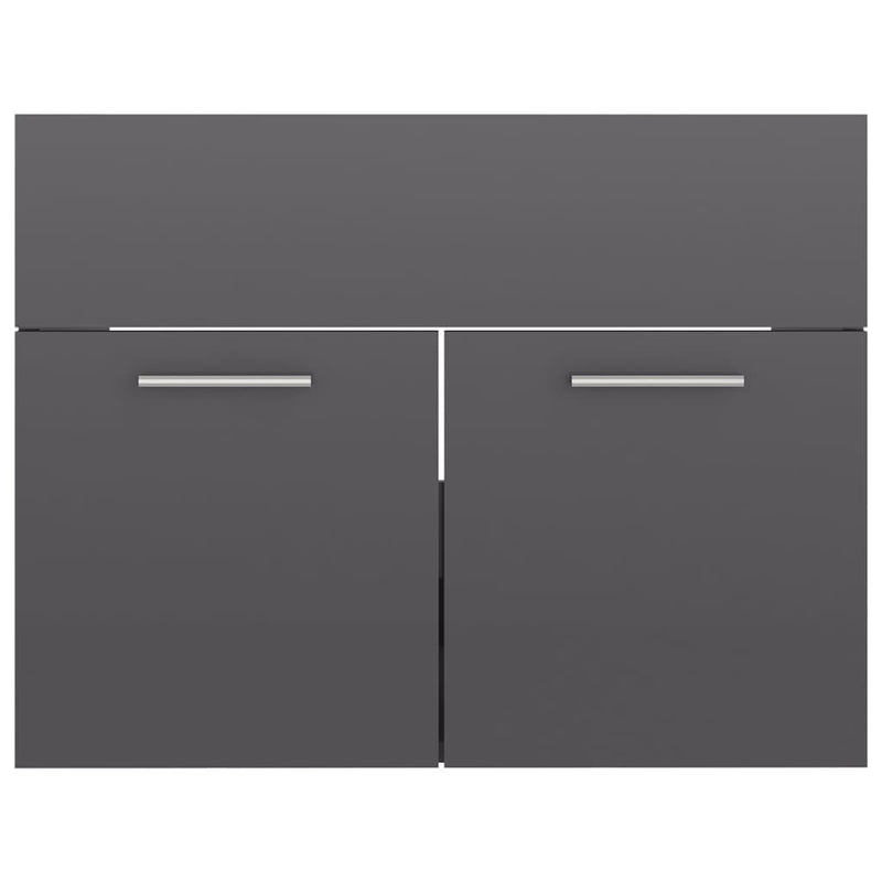 Bathroom Furniture Set High Gloss Grey Engineered Wood