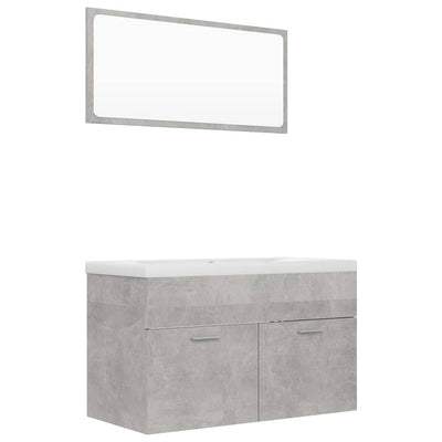 Bathroom Furniture Set Concrete Grey Engineered Wood