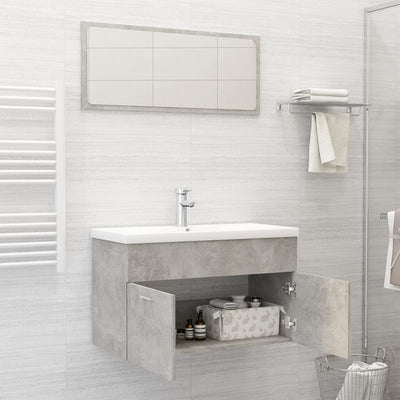 Bathroom Furniture Set Concrete Grey Engineered Wood