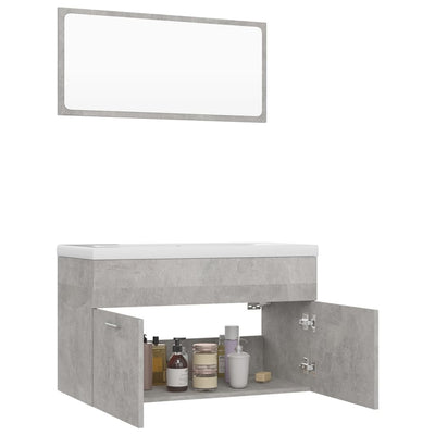 Bathroom Furniture Set Concrete Grey Engineered Wood