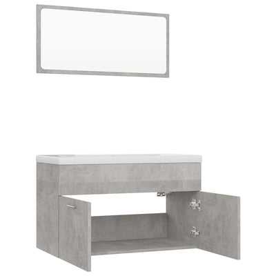 Bathroom Furniture Set Concrete Grey Engineered Wood