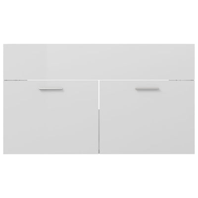 Bathroom Furniture Set High Gloss White Engineered Wood