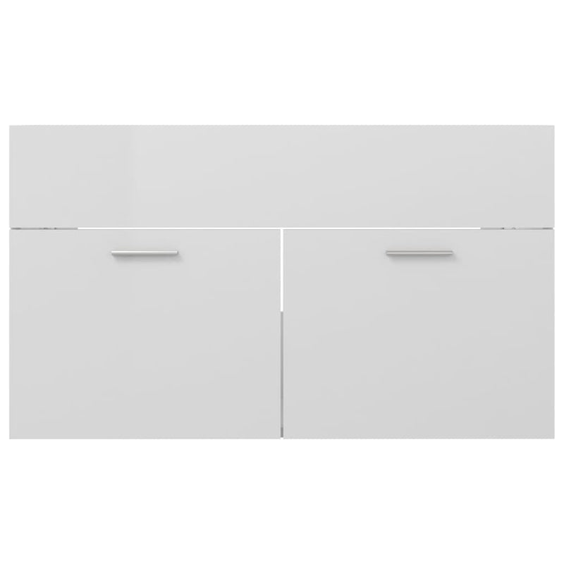 Bathroom Furniture Set High Gloss White Engineered Wood