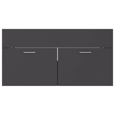 Bathroom Furniture Set Grey Engineered Wood