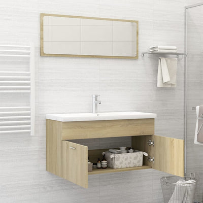 Bathroom Furniture Set Sonoma Oak Engineered Wood