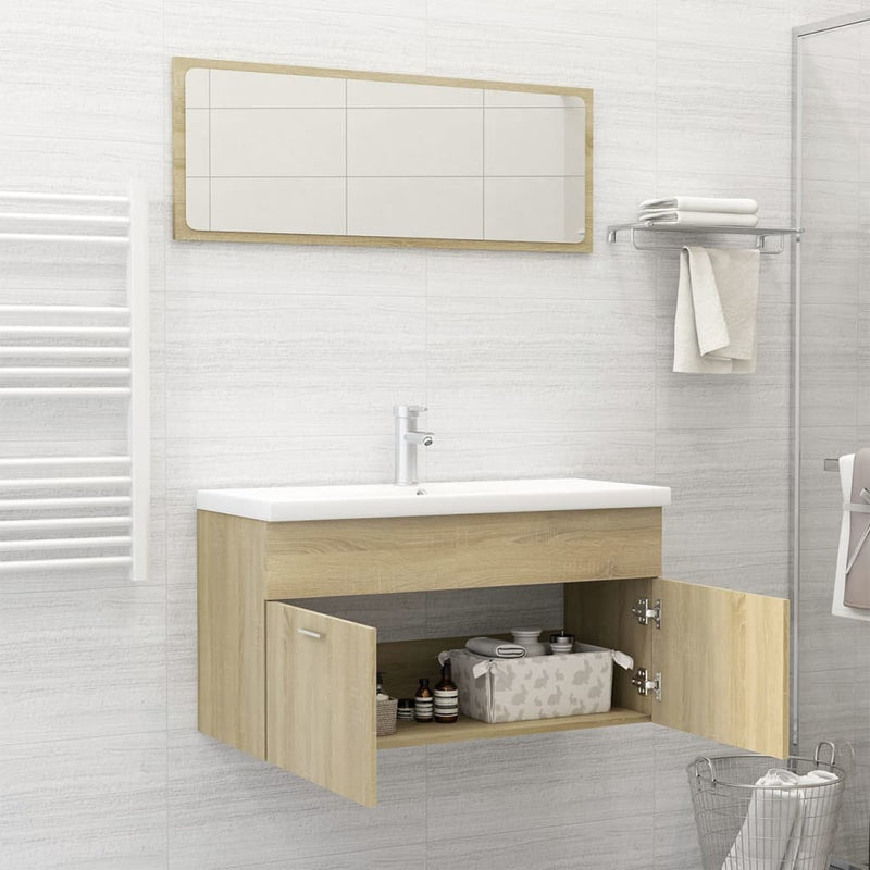 Bathroom Furniture Set Sonoma Oak Engineered Wood