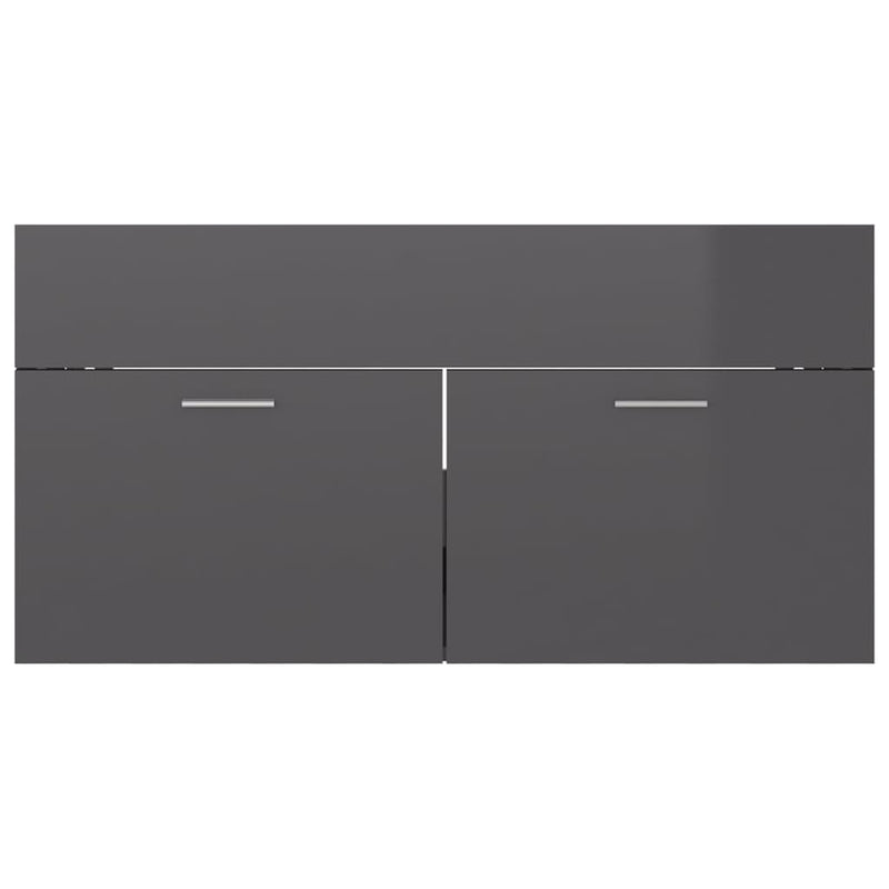 Bathroom Furniture Set High Gloss Grey Engineered Wood