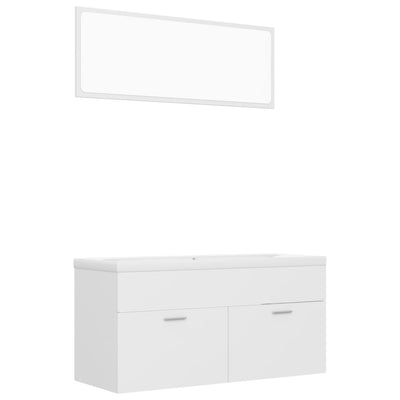 Bathroom Furniture Set White Engineered Wood