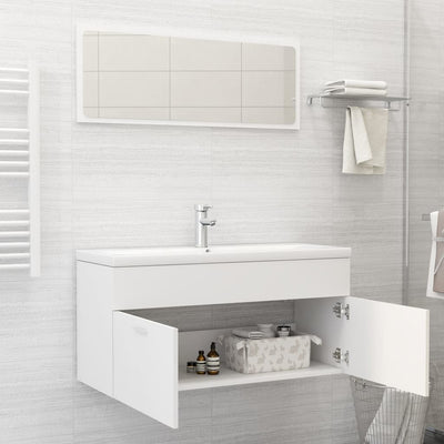 Bathroom Furniture Set White Engineered Wood