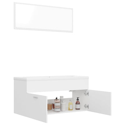 Bathroom Furniture Set White Engineered Wood