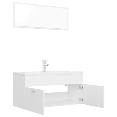 Bathroom Furniture Set White Engineered Wood