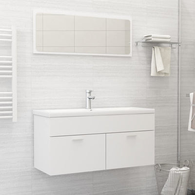 Bathroom Furniture Set White Engineered Wood