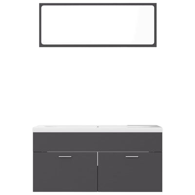 Bathroom Furniture Set Grey Engineered Wood