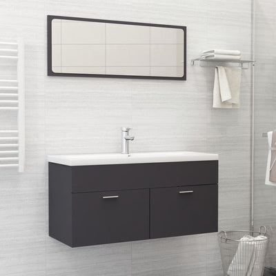 Bathroom Furniture Set Grey Engineered Wood