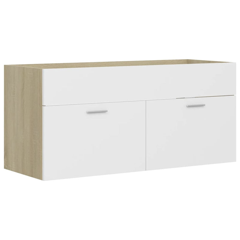 Bathroom Furniture Set White and Sonoma Oak Engineered Wood