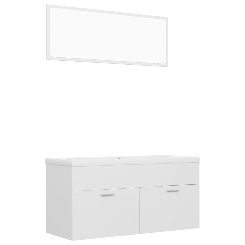 Bathroom Furniture Set High Gloss White Engineered Wood