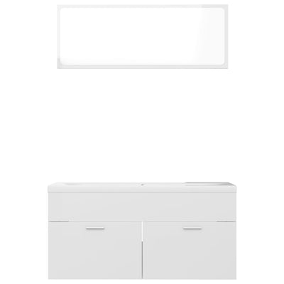 Bathroom Furniture Set High Gloss White Engineered Wood