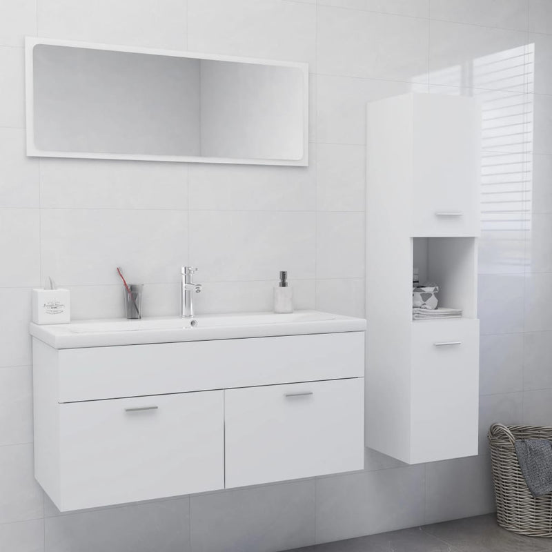 Bathroom Furniture Set White Engineered Wood