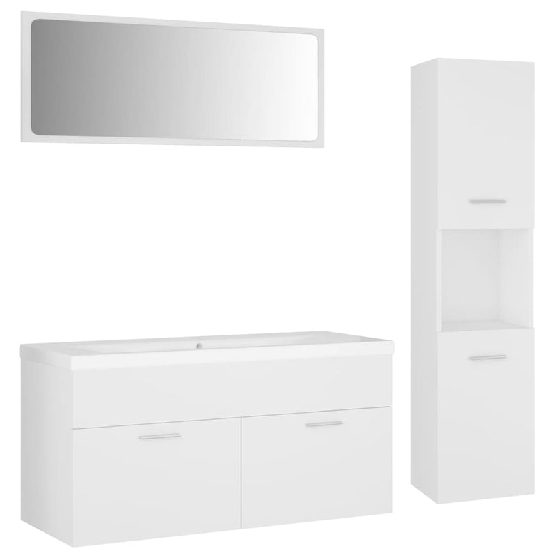 Bathroom Furniture Set White Engineered Wood