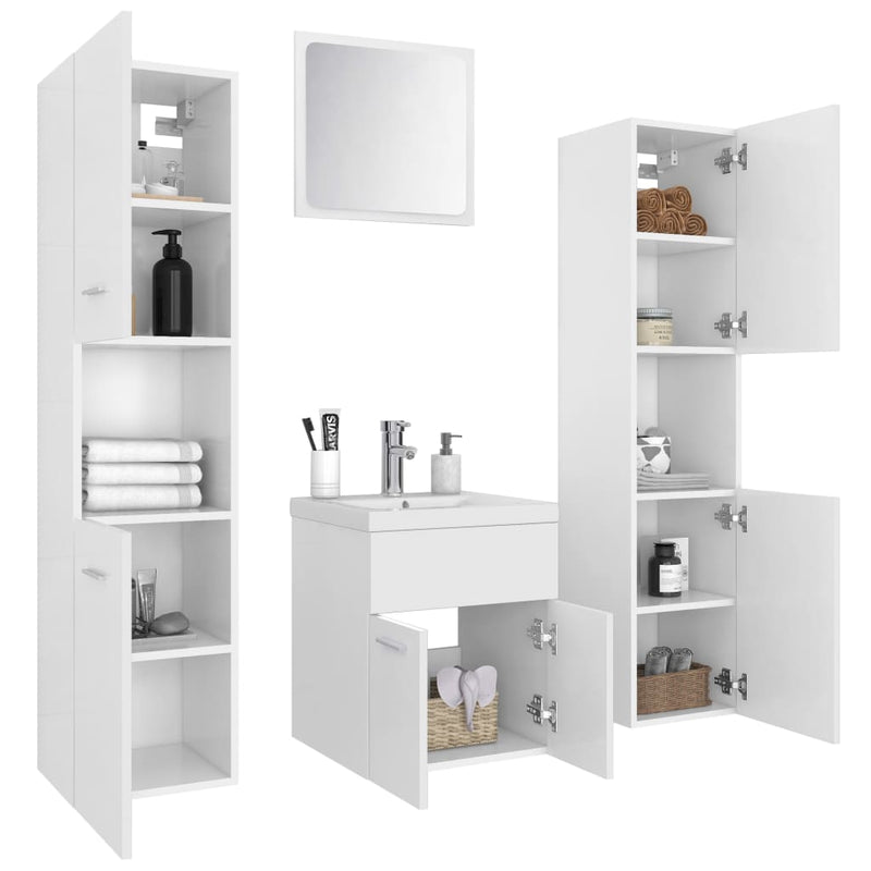 Bathroom Furniture Set White Engineered Wood