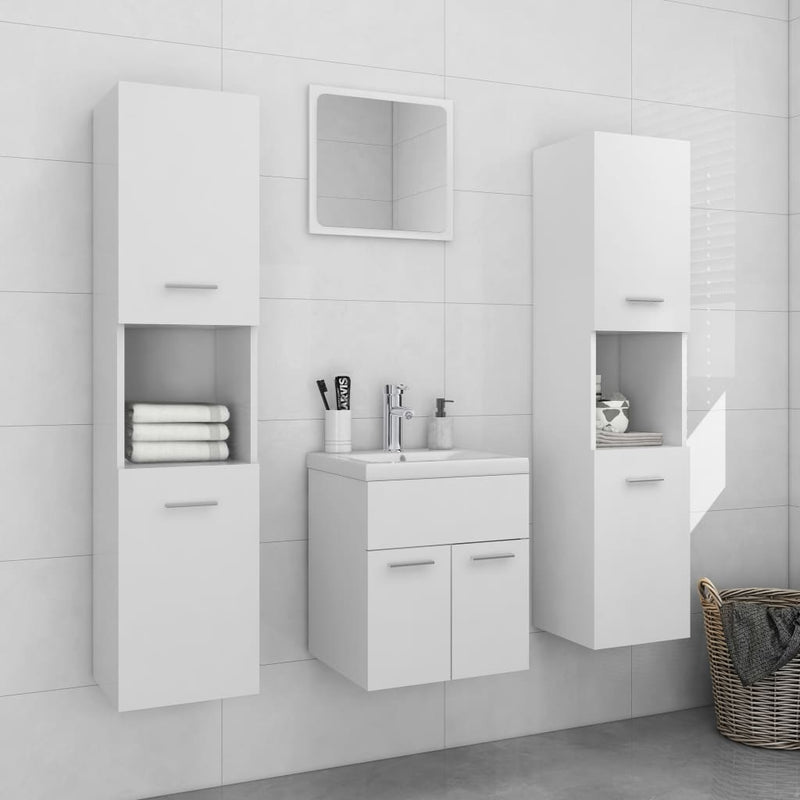 Bathroom Furniture Set White Engineered Wood