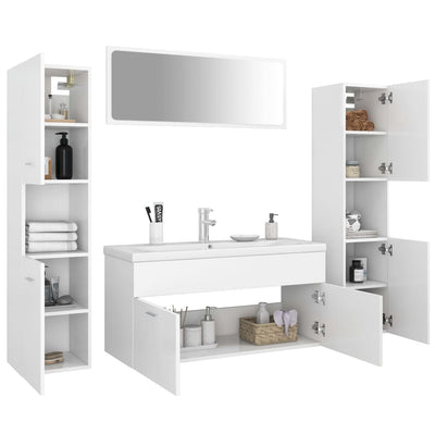 Bathroom Furniture Set White Engineered Wood