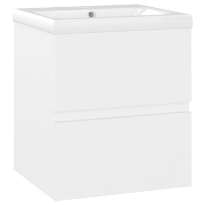 Sink Cabinet with Built-in Basin White Engineered Wood