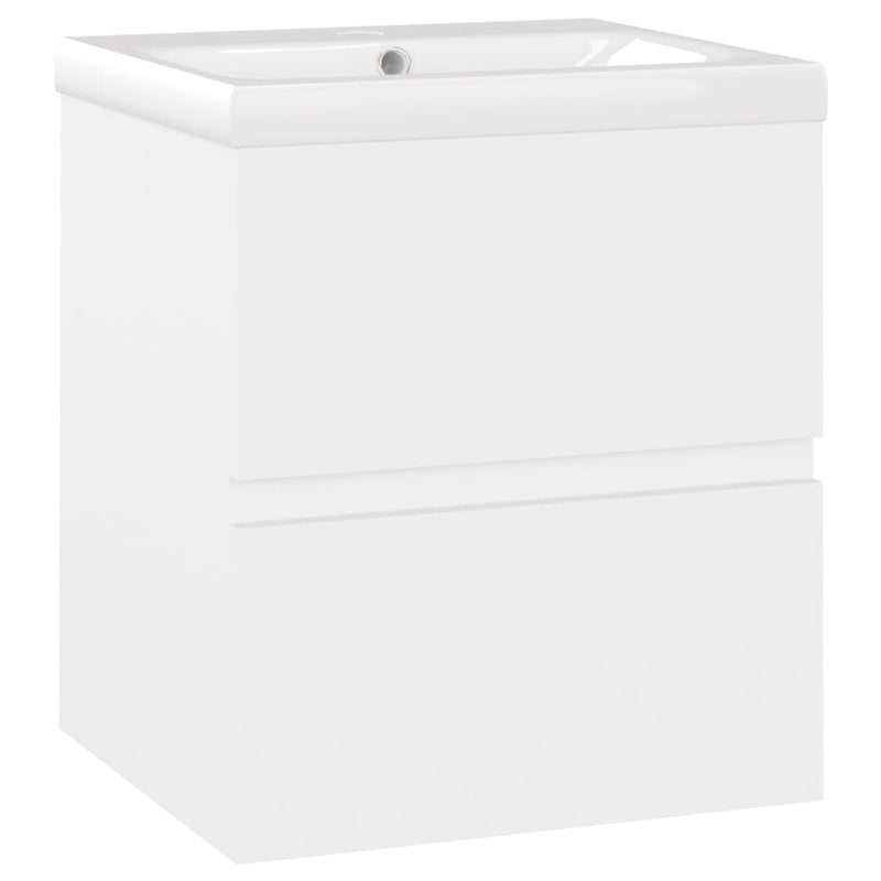 Sink Cabinet with Built-in Basin White Engineered Wood