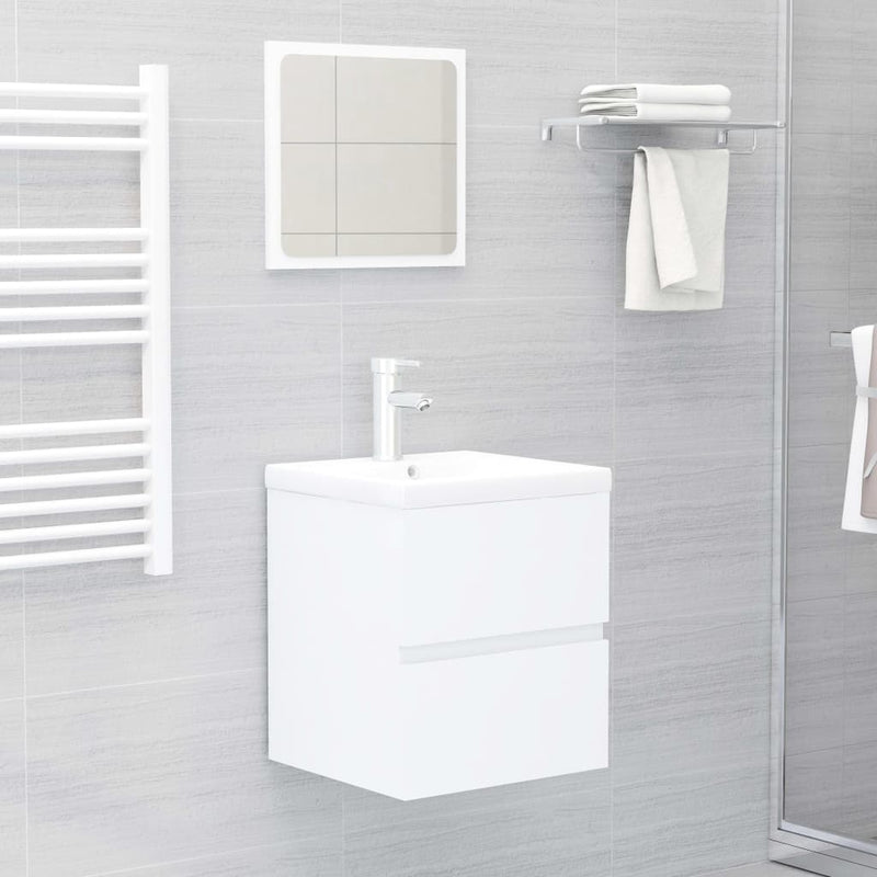 Bathroom Furniture Set White Engineered Wood