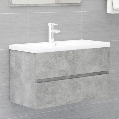 Bathroom Furniture Set Concrete Grey Engineered Wood