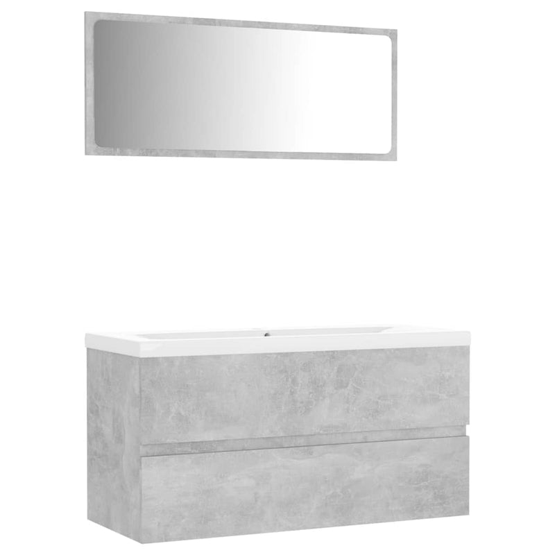 Bathroom Furniture Set Concrete Grey Engineered Wood