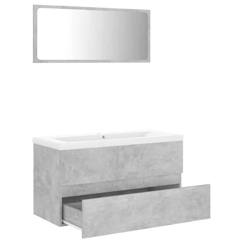 Bathroom Furniture Set Concrete Grey Engineered Wood